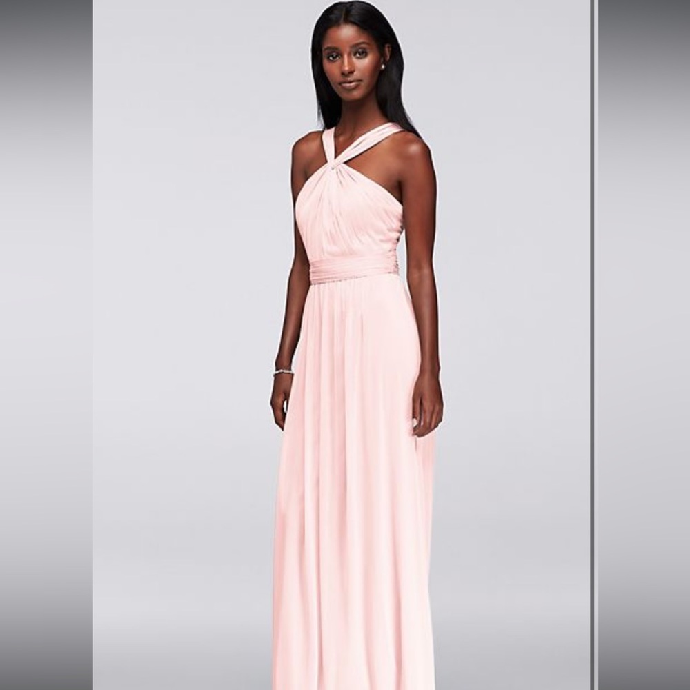 [Hemmed] David’s bridal petal Y neck bridesmaid dress